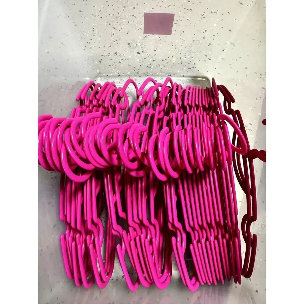 Hot Pink Petite 16 Inch Slim Line Shirt/Pant Hangers Rotating Hook (36 Pack)